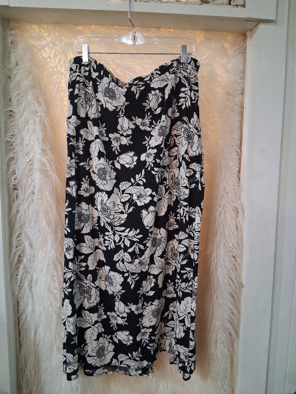 Old Navy Black and Ivory Floral Maxi Dress